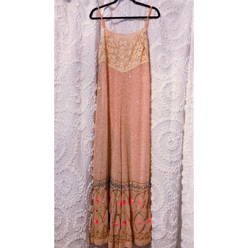 Boho Pink Lace Jumpsuit - Picture 2 of 7